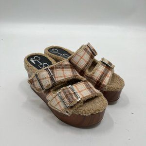 Jessica Simpson Cyriss Platform Wedge Sandal in Plaid With Buckle size 8